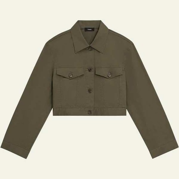 Theory Jackets & Blazers - NWT‎ Theory Woman's Crop Trucker Jacket Dark Olive Size L